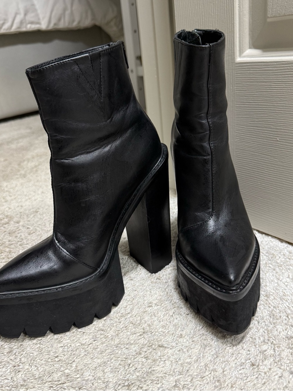Jeffrey Campbell Black Chunky Platform Ankle Boots